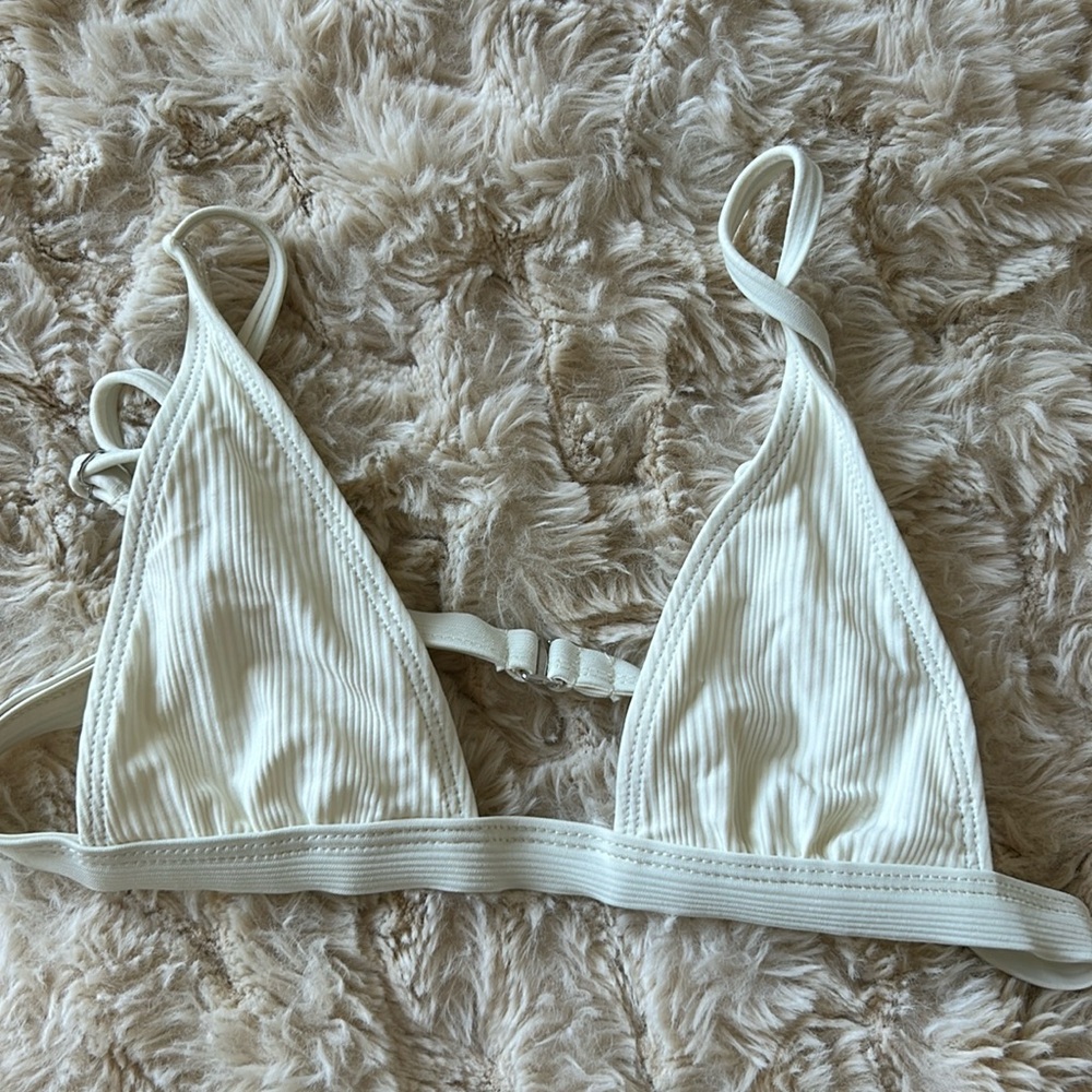 White Ribbed Bikini Top
